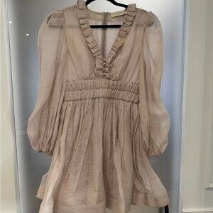 Zimmermann Rhythmic Frill V-Neck Minidress
size 1 light pink